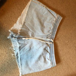 Aerie Lightwashed Drawstring denim shorts